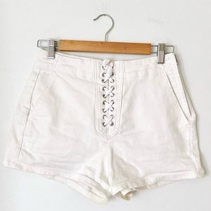 Gap lace up white denim shorts